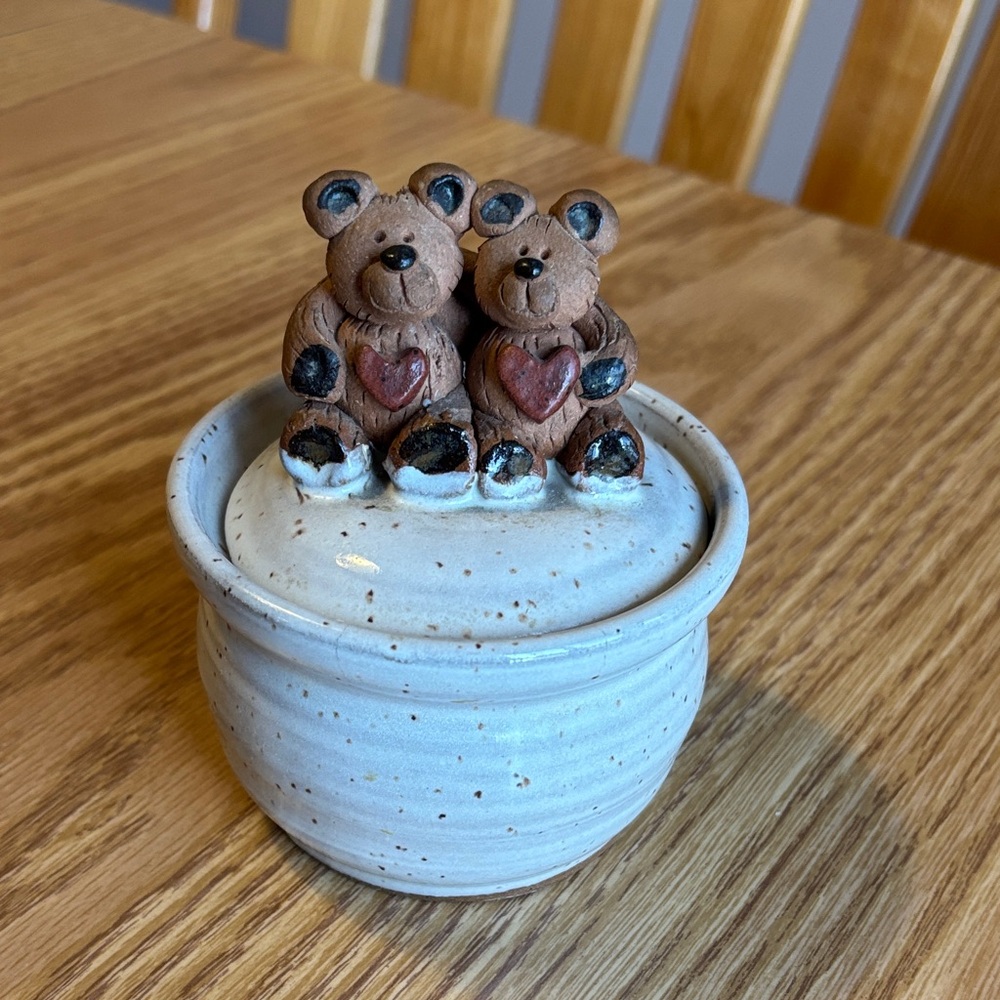 Ceramic Bear Figurine with Heart